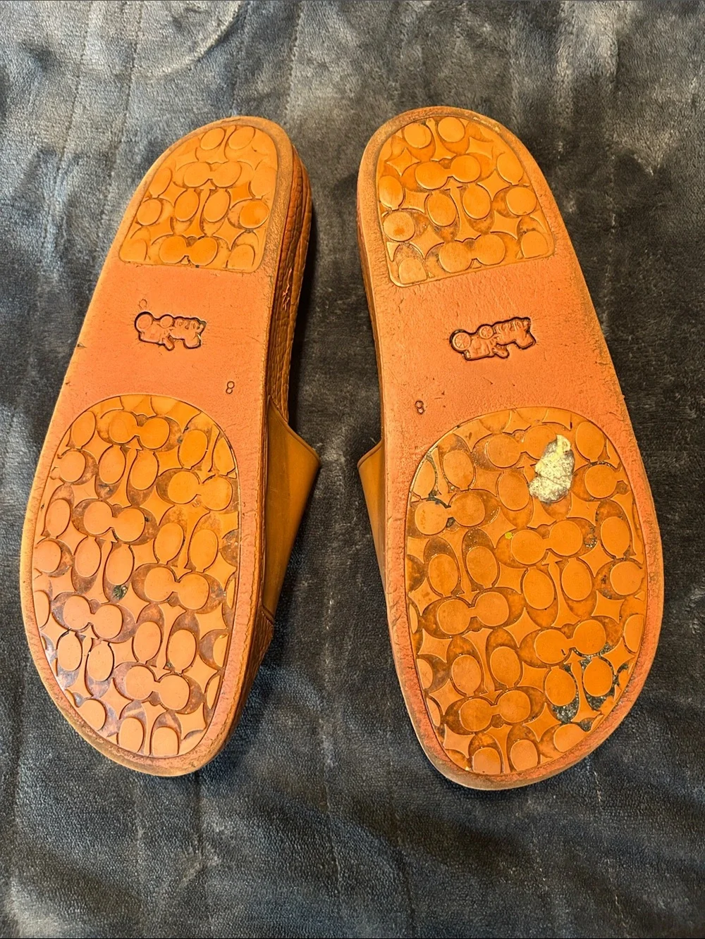 Coach Men’s Tan/Brown Logo Slide Sandals size 8